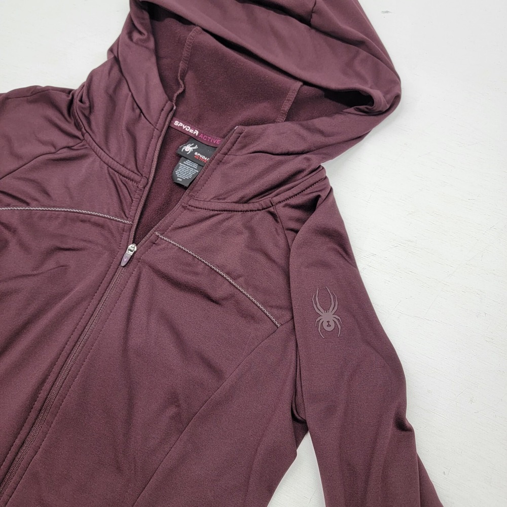 SPYDER JACKET WOMENS SZ‎ S MAROON WORKOUT RUNNING JACKET LONG SLEEVE FITTED EUC - Picture 4 of 9